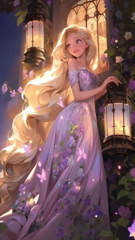 ảnh hoạt hình Chibi công chúa tóc mây và vũ điệu múa