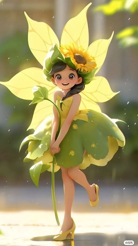 ảnh hoạt hình Chibi nàng công chúa hoa hướng dương xinh đẹp