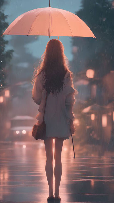 Ảnh hoạt hình cô đơn nữ ngồi dưới ánh trăng