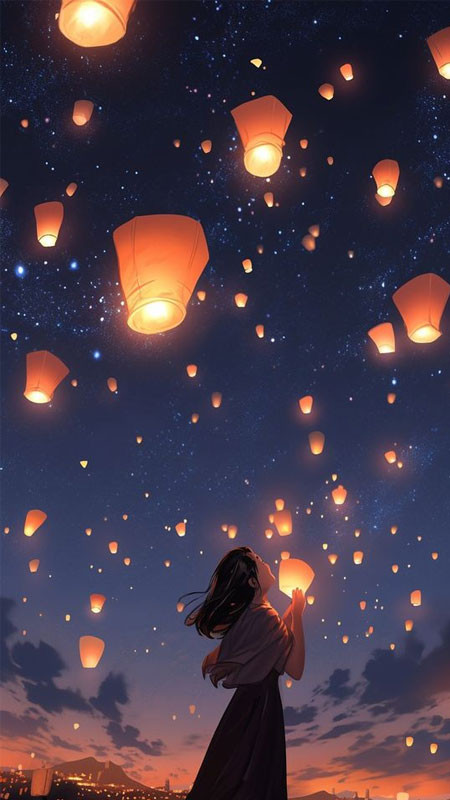 Ảnh hoạt hình cô gái buồn ngồi bên cửa sổ nhìn ra ngoài