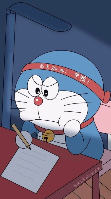 ảnh hoạt hình Doraemon quyết tâm học hành chăm chỉ