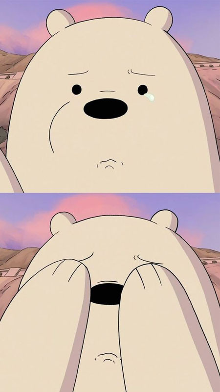 Ảnh hoạt hình Gấu Trắng Ice Bear ngồi một mình