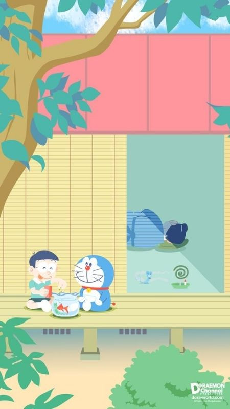 ảnh hoạt hình Nobita và Doraemon cùng ăn kem mùa hè