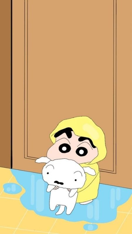 ảnh hoạt hình Shin ướt mưa tìm cún cưng