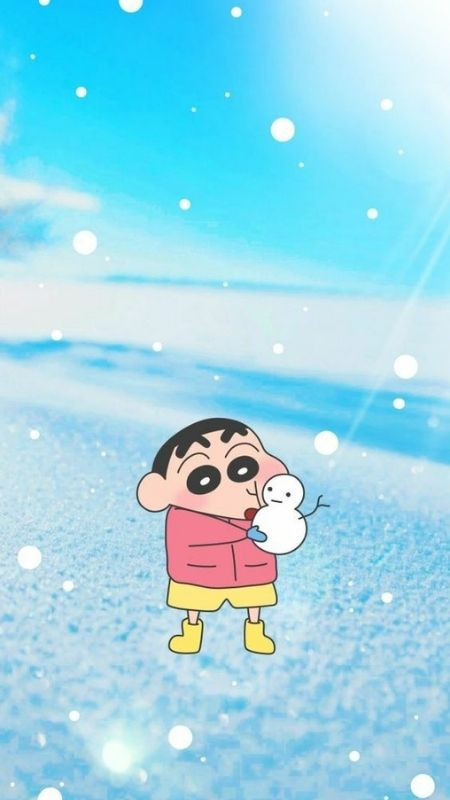 ảnh hoạt hình Shin và bạn bè chơi cùng người tuyết