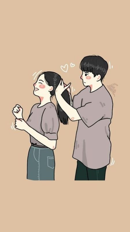 Ảnh hoạt hình sự chiều chuộng bạn nam dành bạn nữ, cột tóc cho người yêu