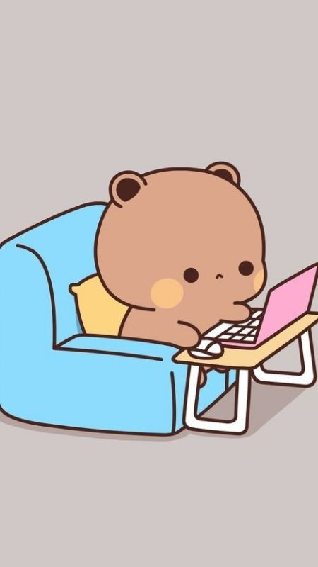 ảnh icon hoạt hình gấu chăm học nghiêm túc chăm chú