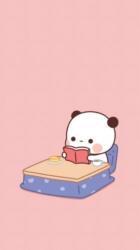 ảnh icon hoạt hình gấu trắng chăm chú đọc sách dễ thương