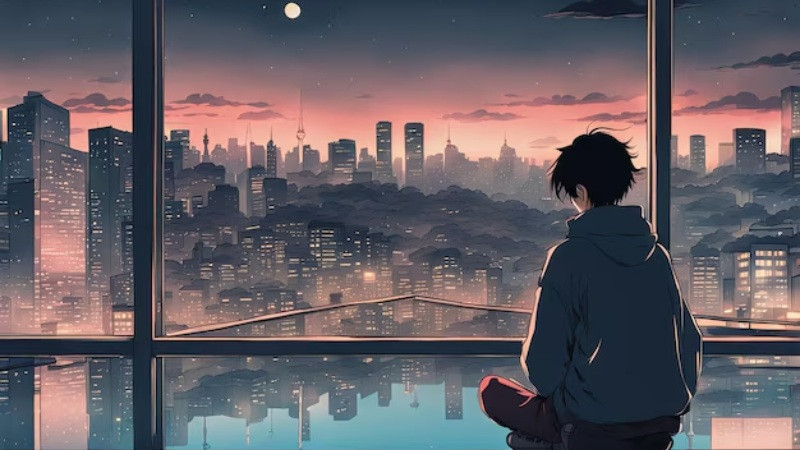 Ảnh lofi về một góc phòng với ánh sáng dịu nhẹ và cảm giác cô đơn