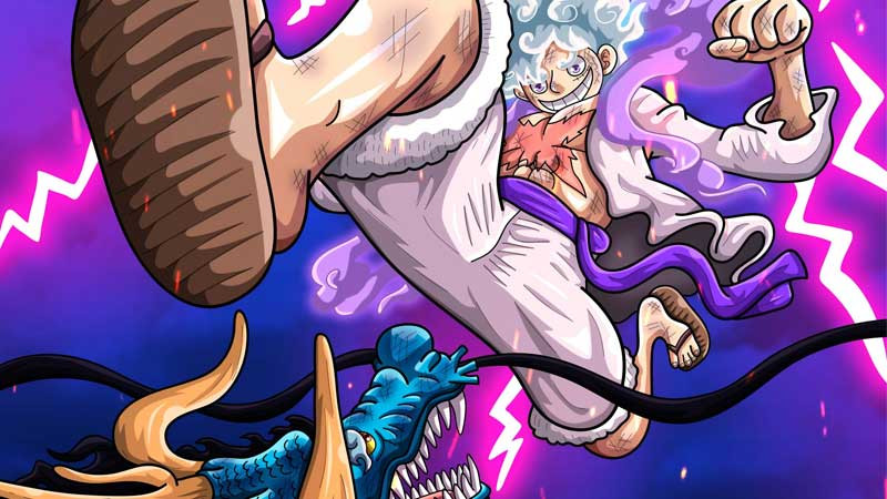 Ảnh Luffy 4K sử dụng một kỹ năng chiến đấu.