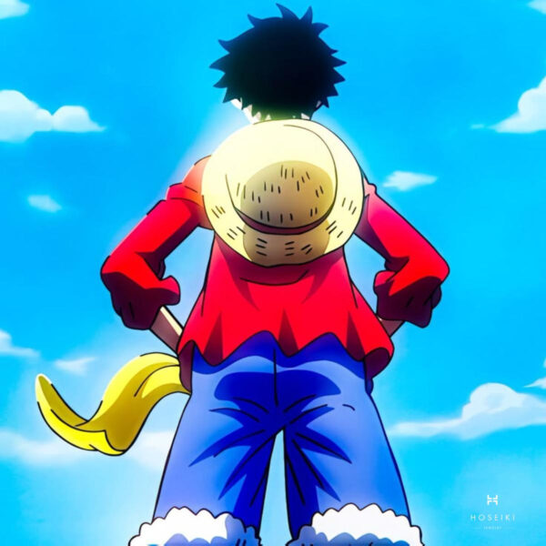 Ảnh Luffy với ánh mắt kiên định, thể hiện quyết tâm chinh phục ước mơ.