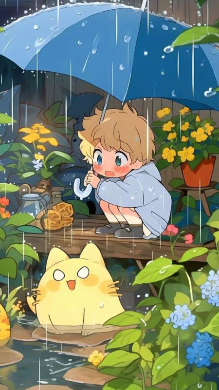 Ảnh màn hình điện thoại phong cách anime chibi đáng yêu