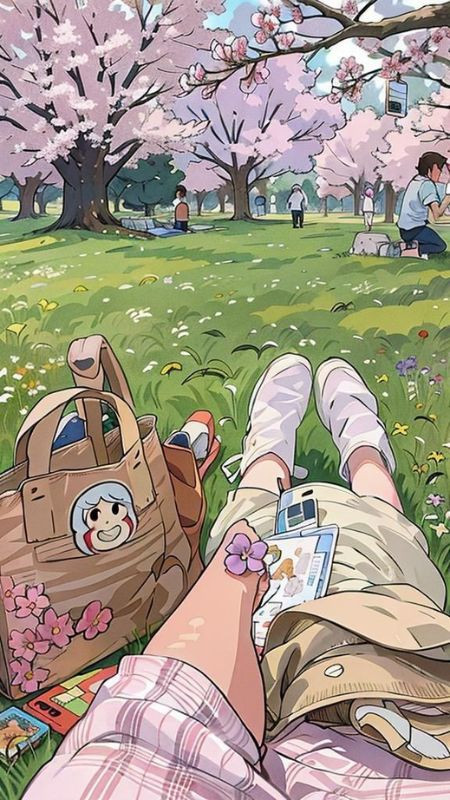 Ảnh màn hình điện thoại phong cách anime với nhân vật nữ