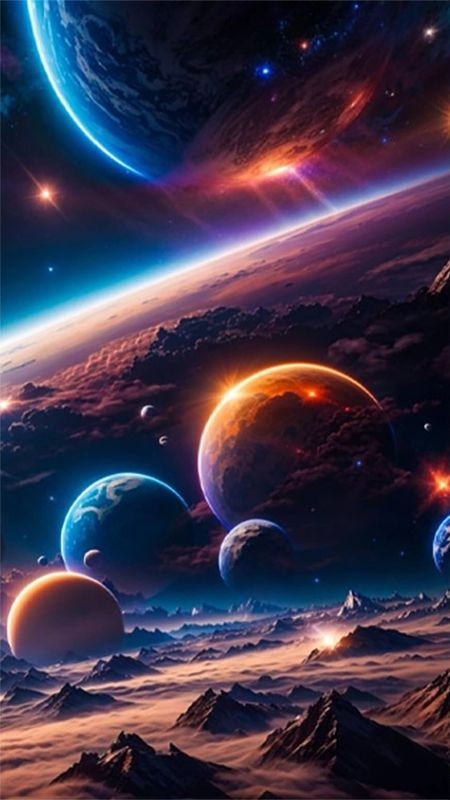 Ảnh màn hình điện thoại về hành tinh màu đỏ trong không gian tối