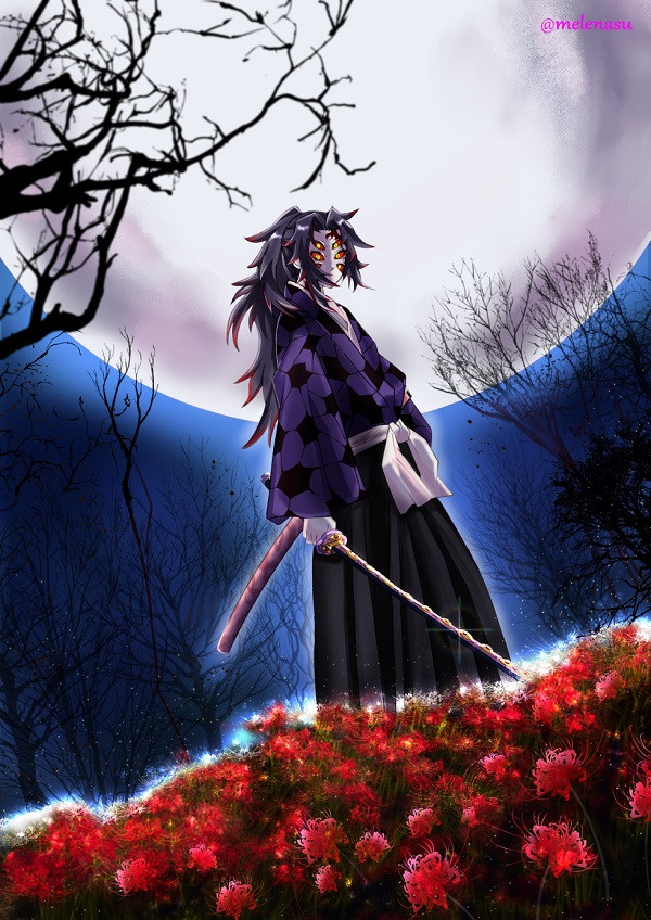 Ánh mắt đắc thắng của Kokushibo nhìn xuống đối thủ