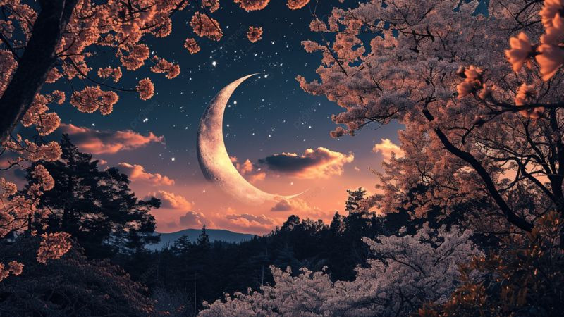 Ảnh mặt trăng mùa xuân lãng mạn