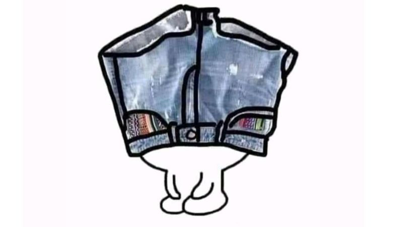 Ảnh meme cute đội quần, minh họa cảm giác xấu hổ tột độ