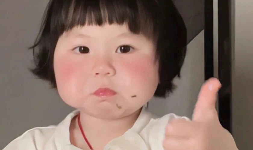 Ảnh meme em bé đang ngủ với biểu cảm dễ thương