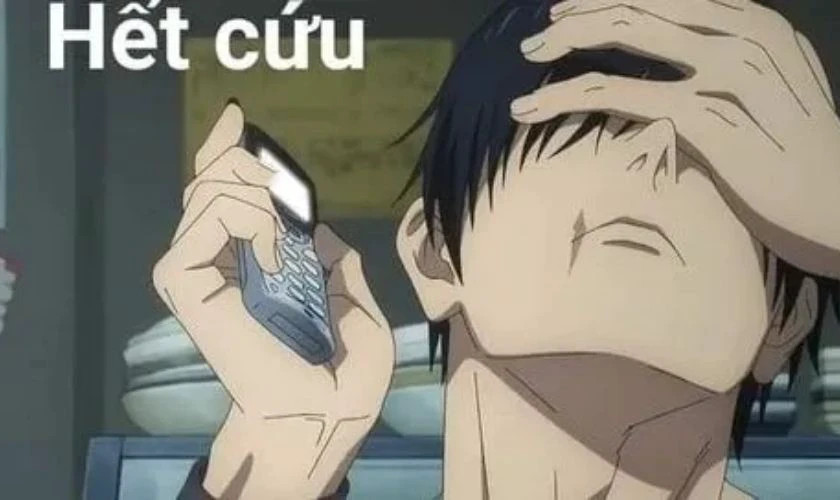 Ảnh meme người đàn ông che mặt bất lực