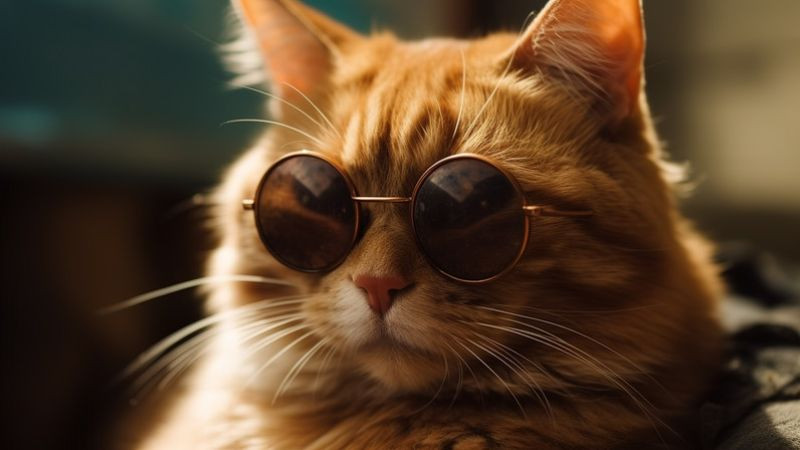 Ảnh mèo cute đeo kính và cà vạt