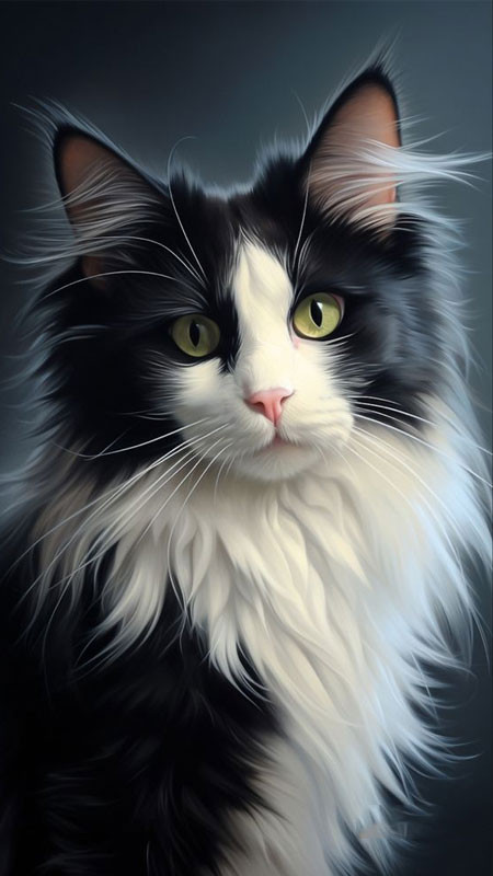 Ảnh mèo ngầu quý tộc chụp cận mặt, thể hiện nét đẹp kiêu sa