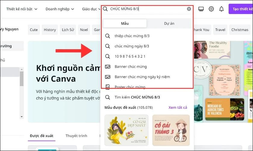 Ảnh minh họa cách tạo thiệp trên Canva Bước 2