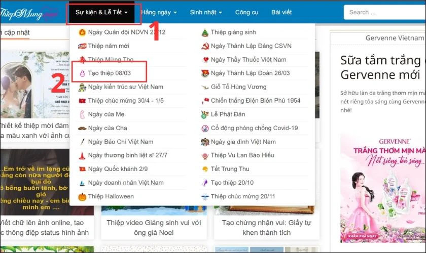 Ảnh minh họa cách tạo thiệp trực tuyến trên Thiepmung.com Bước 1