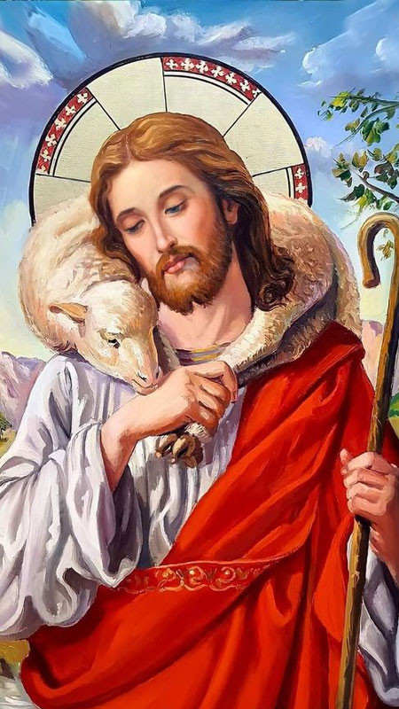 Ảnh minh họa Chúa Giêsu Mục Tử dịu dàng chăm sóc cừu