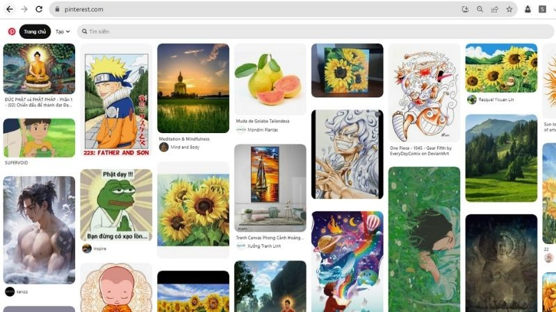 Ảnh minh họa giao diện tìm kiếm hình ảnh Phật trên Pinterest
