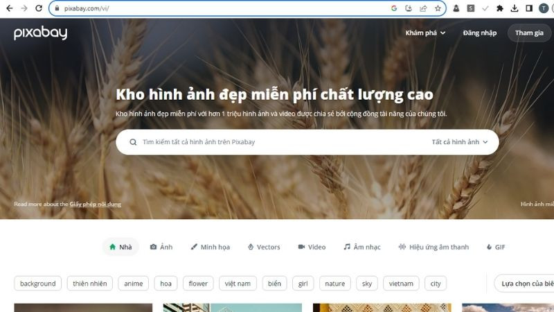Ảnh minh họa giao diện tìm kiếm hình ảnh Phật trên Pixabay