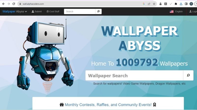 Ảnh minh họa giao diện tìm kiếm hình nền Phật trên Wallpaper Abyss