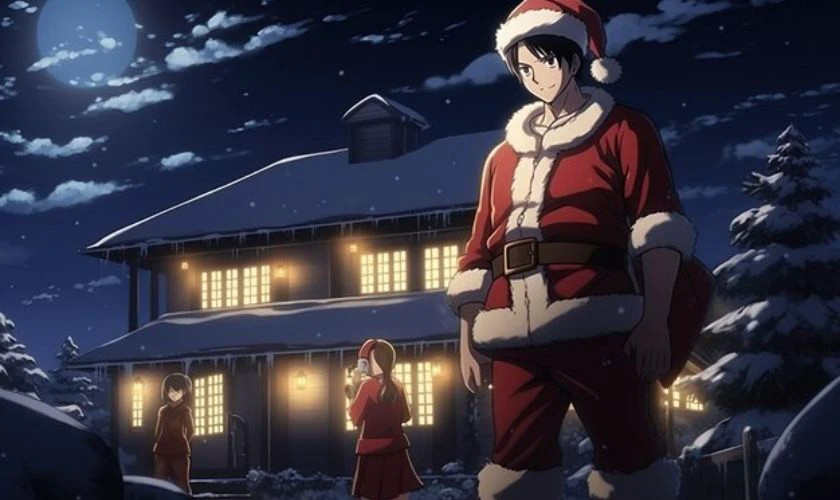 Ảnh nam anime chibi dễ thương đón Giáng sinh