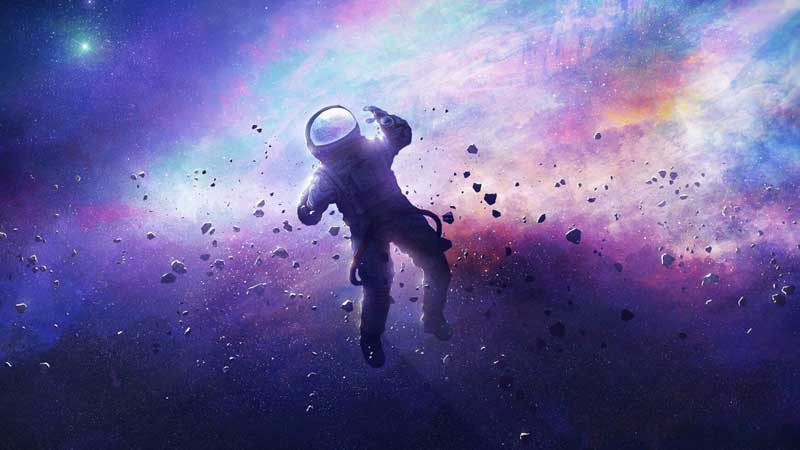 Ảnh nền buồn về phi hành gia và cây cô đơn