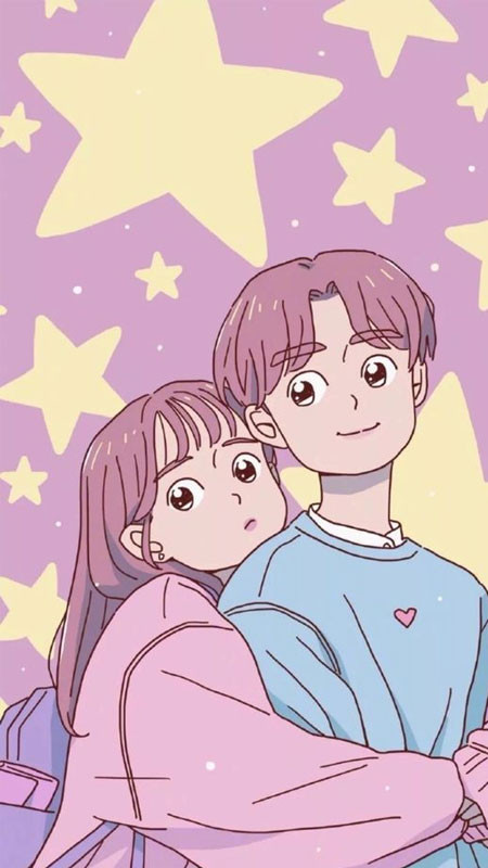 Ảnh nền cute chibi miêu tả các nhân vật tương tác vui nhộn