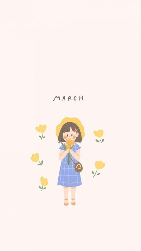 Ảnh nền cute phong cách chibi, nhân vật đáng yêu với đầu to