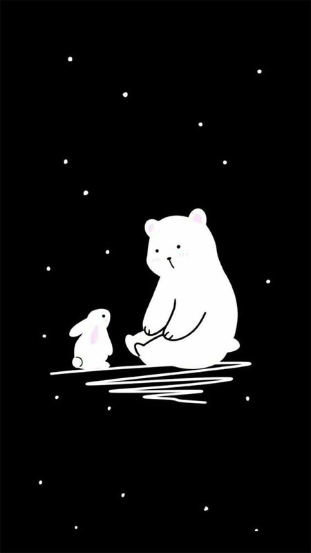 Ảnh nền cute trên nền đen, nhân vật nhỏ nổi bật