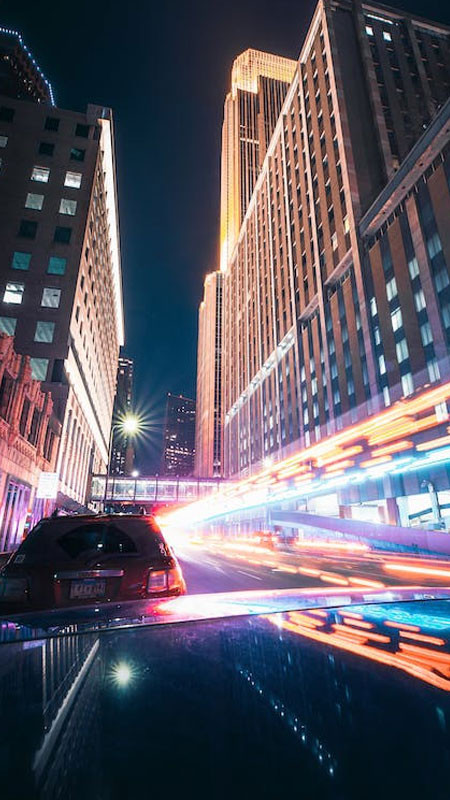 Ảnh nền đẹp hiệu ứng ánh sáng xanh dương và tím huyền ảo