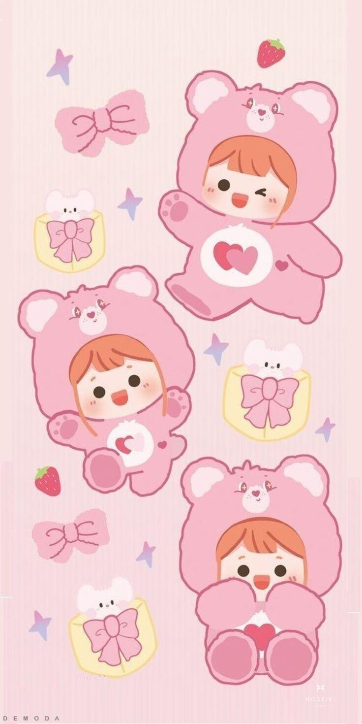 Ảnh nền điện thoại đáng yêu với họa tiết động vật và bong bóng