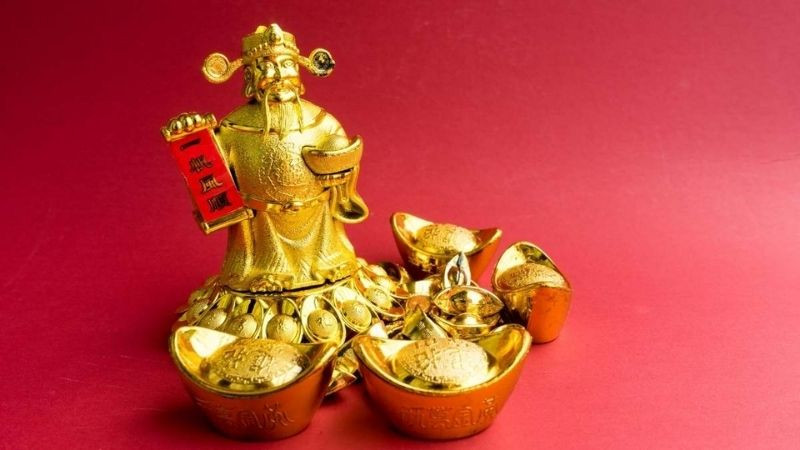 Ảnh nền Thần Tài với phong cách tranh vẽ sống động