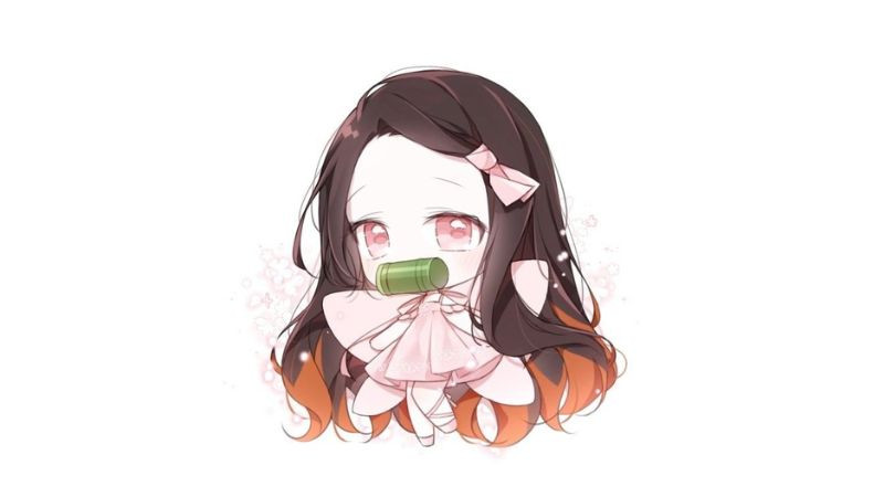 Ảnh Nezuko Kamado chibi với vẻ mặt vui tươi