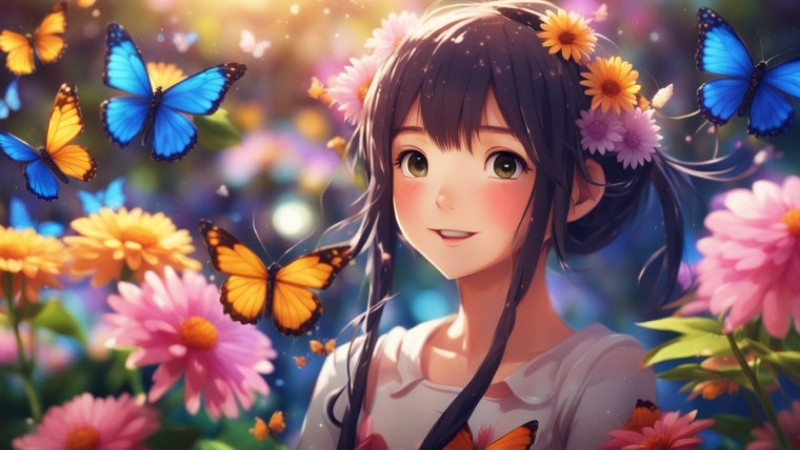 Ảnh nữ cute baby AI trong vườn hoa