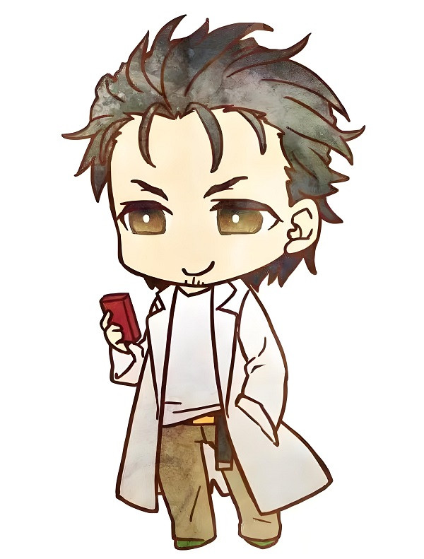 Ảnh Okabe Rintaro trong một khoảnh khắc hài hước và đáng yêu