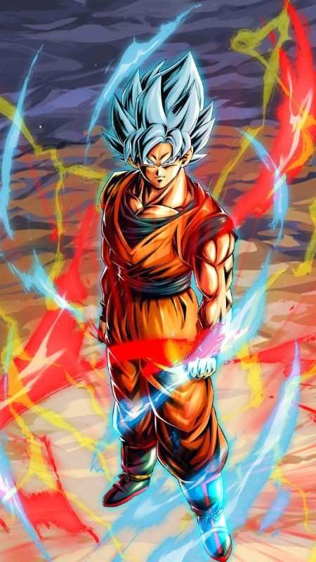 Ảnh Songoku tung đòn Kamehameha với năng lượng màu xanh dương bùng nổ