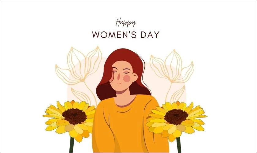 Ảnh thiệp 8/3 với dòng chữ &quot;Happy Women's Day&quot; và trái tim