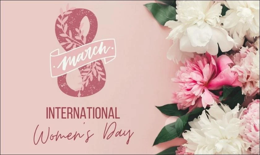 Ảnh thiệp 8/3 với hình ảnh hoa hồng và hộp quà