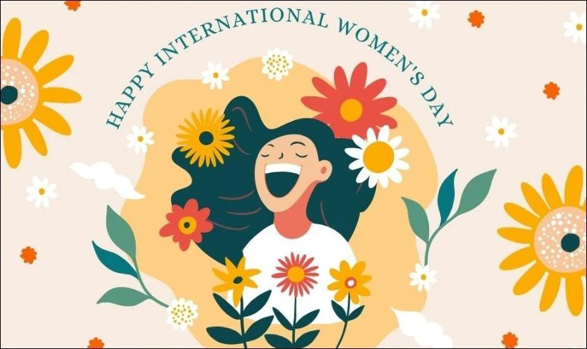 Ảnh thiệp 8/3 với hình ảnh hoa và lời chúc ngắn gọn