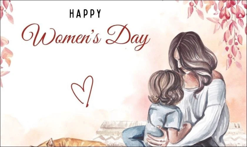 Ảnh thiệp 8/3 với thiết kế vintage và hoa khô