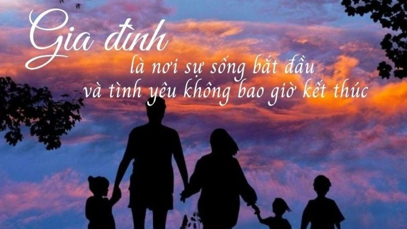 Ảnh thiết kế với trích dẫn về giá trị của gia đình