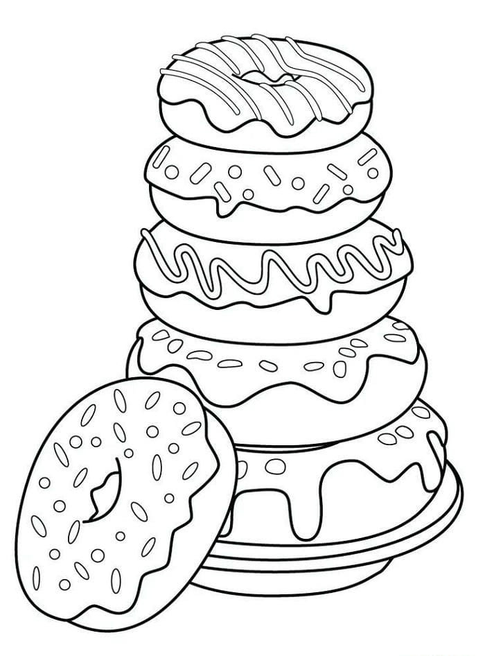 Ảnh tô màu bánh vòng (donut) dễ thương