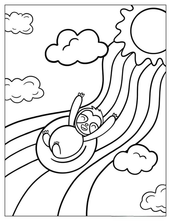 Ảnh tô màu cầu vồng bảy sắc và con lười dễ thương